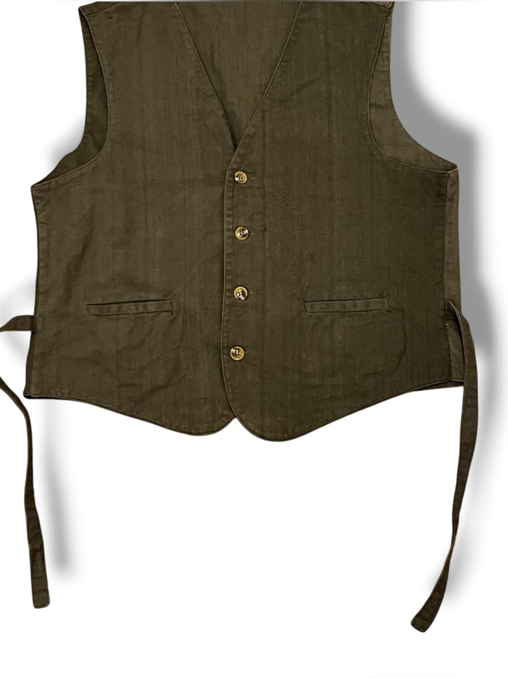 VTG 80s Milli Wear Mens 100% Back Tie Vest Size M Taupe Gray/Tan RARE! E-9